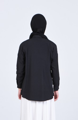 Payet Detaylı Baskılı Gömlek Tunik 1633-01 Siyah