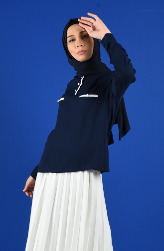 Navy Blue Blouse 1559-06