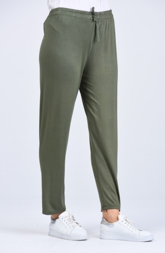 Elastic waist Viscose Trousers 8044-03 Khaki 8044-03