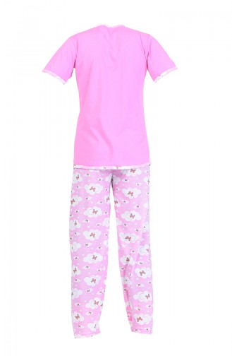 Desenli Pijama Takım 2450-01 Pembe