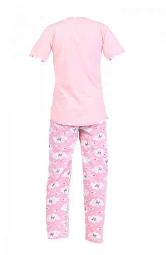 Desenli Pijama Takım 2450-02 Somon