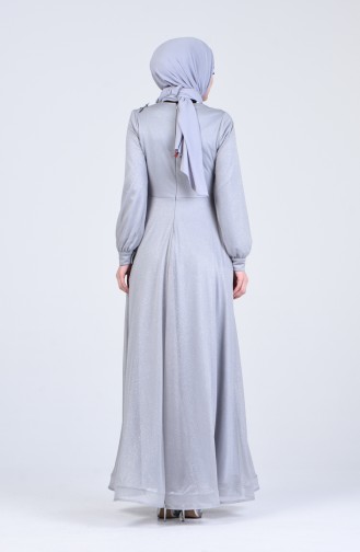 Grau Hijab-Abendkleider 1020-02