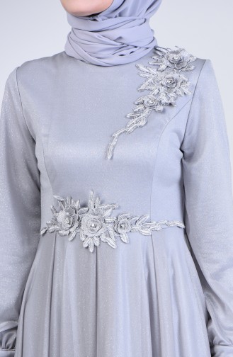 Grau Hijab-Abendkleider 1020-02