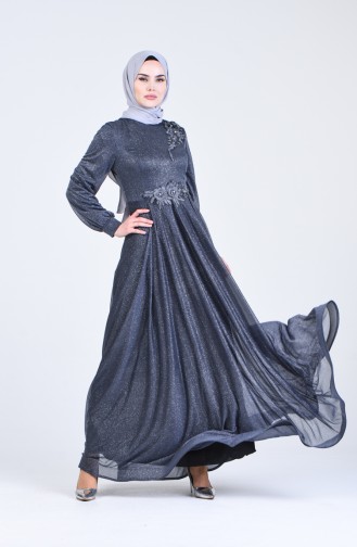 Anthrazit Hijab-Abendkleider 1020-04