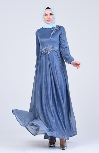 Indigo Hijab-Abendkleider 1020-05