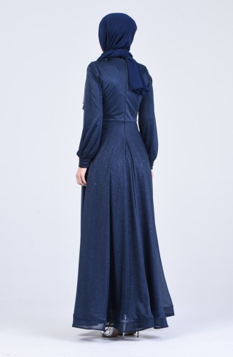 Dunkelblau Hijab-Abendkleider 1020-06