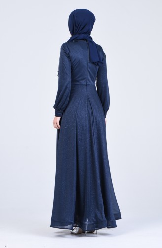 Navy Blue İslamitische Avondjurk 1020-06