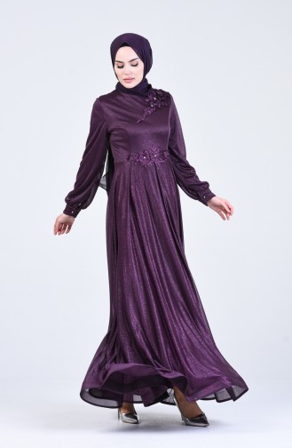 Zwetschge Hijab-Abendkleider 1020-07