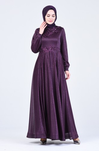 Zwetschge Hijab-Abendkleider 1020-07