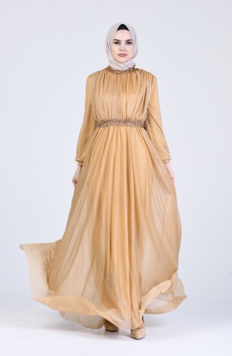 Gold Hijab-Abendkleider 1021-03