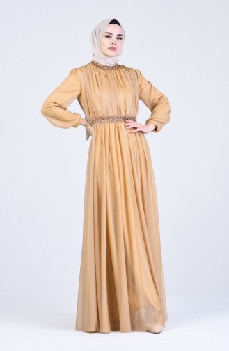 Gold Hijab-Abendkleider 1021-03