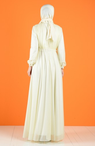 Creme Hijab-Abendkleider 1021-04