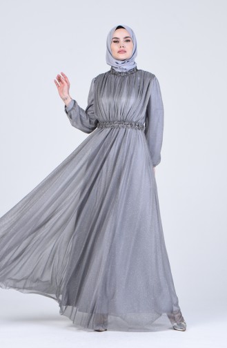 Grau Hijab-Abendkleider 1021-05