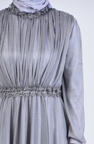 Grau Hijab-Abendkleider 1021-05