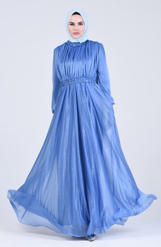 Silvery Evening Dress 1021-06 Baby Blue 1021-06