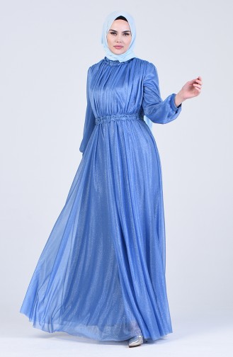 Silvery Evening Dress 1021-06 Baby Blue 1021-06