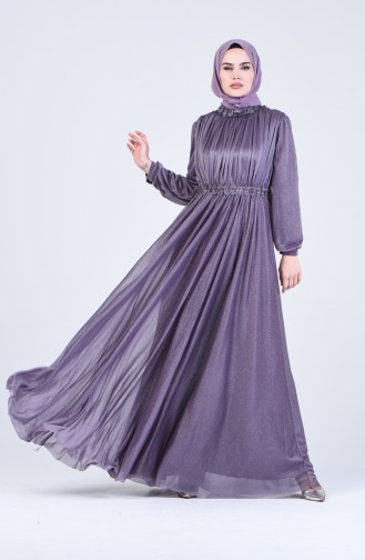 Violet Hijab Evening Dress 1021-07