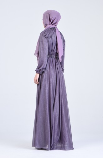 Violet Hijab Evening Dress 1021-07