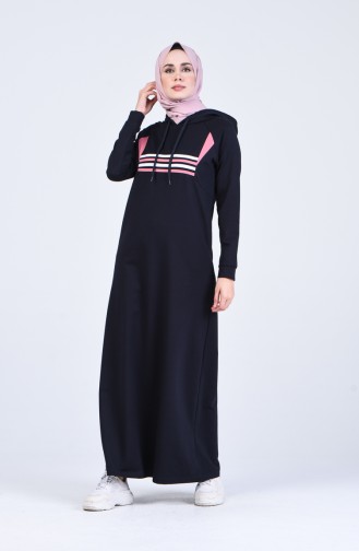 Navy Blue Hijab Dress 9184-02