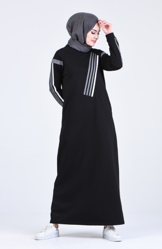 Schwarz Hijab Kleider 9201-01