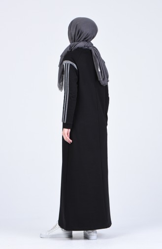 Şeritli Spor Elbise 9201-01 Siyah