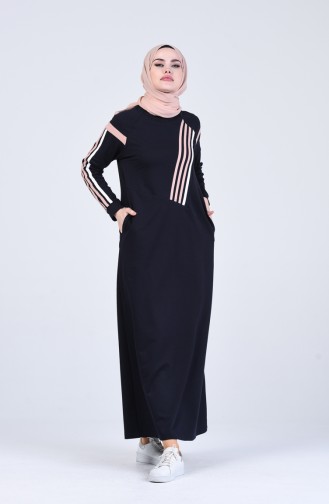 Dunkelblau Hijab Kleider 9201-02