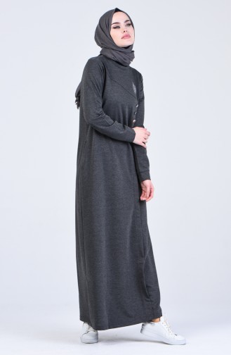 Anthrazit Hijab Kleider 9205-03