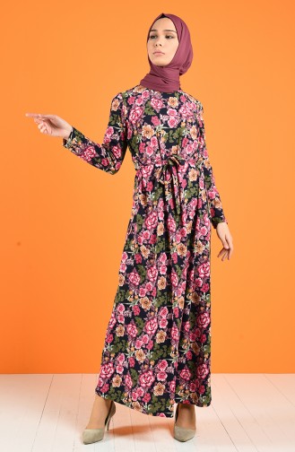 Dunkelblau Hijab Kleider 5708J-01