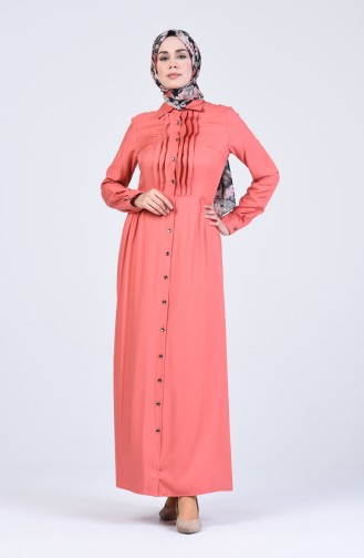 Front Buttoned Dress 3146-03 Salmon 3146-03