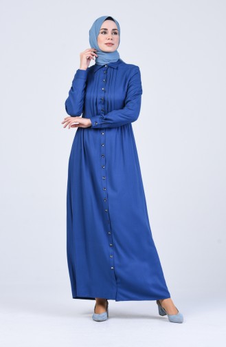 Front Buttoned Dress 3146-06 Indigo 3146-06