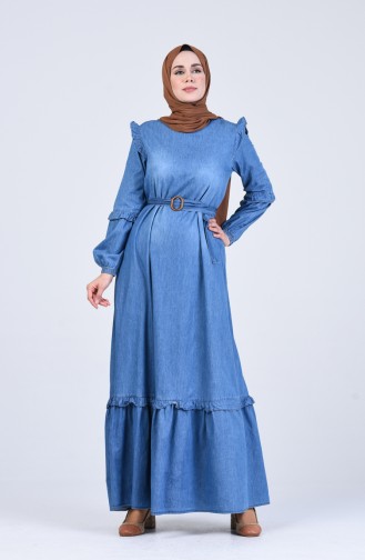 Robe Hijab Bleu Jean 8027-01