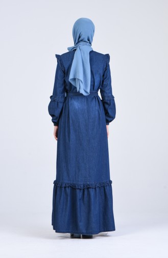 Dunkelblau Hijab Kleider 8027-02