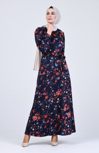 Navy Blue Hijab Dress 60137-01