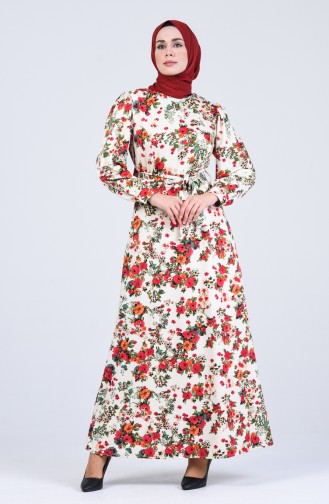 Floral Print Dress 60137-04 Beige 60137-04
