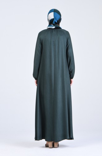 Sleeve And Collar Gathered Dress 3175-02 Emerald Green 3175-02