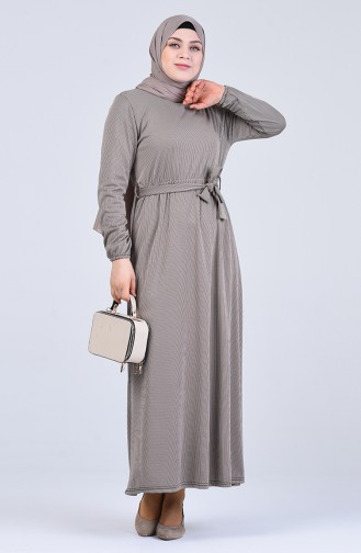 Plus Size Sleeve Elastic Dress 8004-06 Mink 8004-06