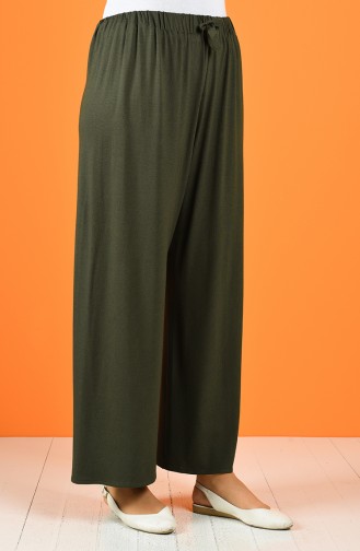 Elastic waist wide Leg Pants 1954-03 Khaki 1954-03