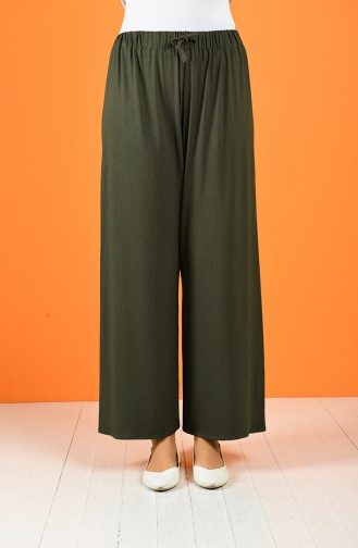 Elastic waist wide Leg Pants 1954-03 Khaki 1954-03