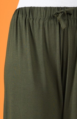 Beli Lastikli Bol Paça Pantolon 1954-03 Haki Yeşil
