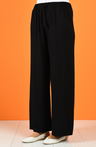 Beli Lastikli Bol Paça Pantolon 1954-04 Siyah