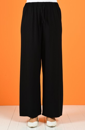 Beli Lastikli Bol Paça Pantolon 1954-04 Siyah
