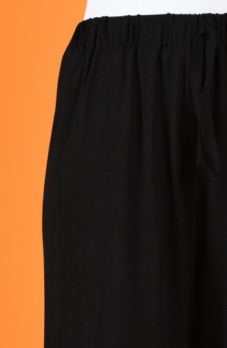 Beli Lastikli Bol Paça Pantolon 1954-04 Siyah