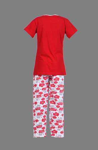 Kısa Kol Pijama Takım 2150-02 Kırmızı