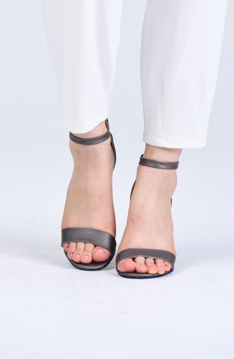 Bayan Bant Detaylı Topuklu Ayakkabı 0016-08 Platin Prada