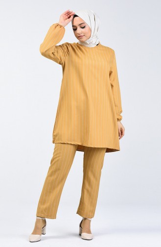 Elastic Sleeve Tunic Trousers Double Set 1027A-04 Mustard 1027A-04