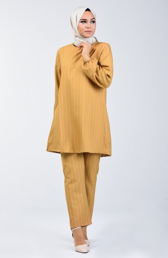 Elastic Sleeve Tunic Trousers Double Set 1027A-04 Mustard 1027A-04