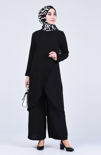 Aerobin Fabric Asymmetric Tunic Trousers Double Suit 4915-03 Black 4915-03