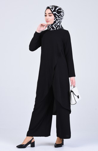 Aerobin Fabric Asymmetric Tunic Trousers Double Suit 4915-03 Black 4915-03