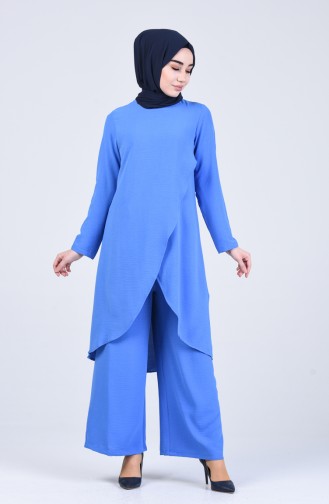 Aerobin Fabric Asymmetric Tunic Trousers Double Suit 4915-05 Blue 4915-05