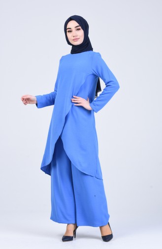 Aerobin Fabric Asymmetric Tunic Trousers Double Suit 4915-05 Blue 4915-05